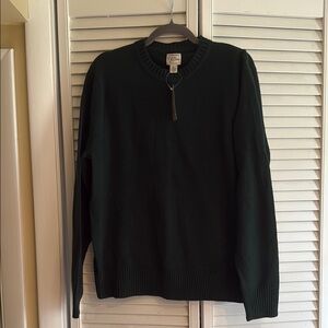 $25 Men's hunter green JCREW sweater size L : 60% Marino wool 🐑